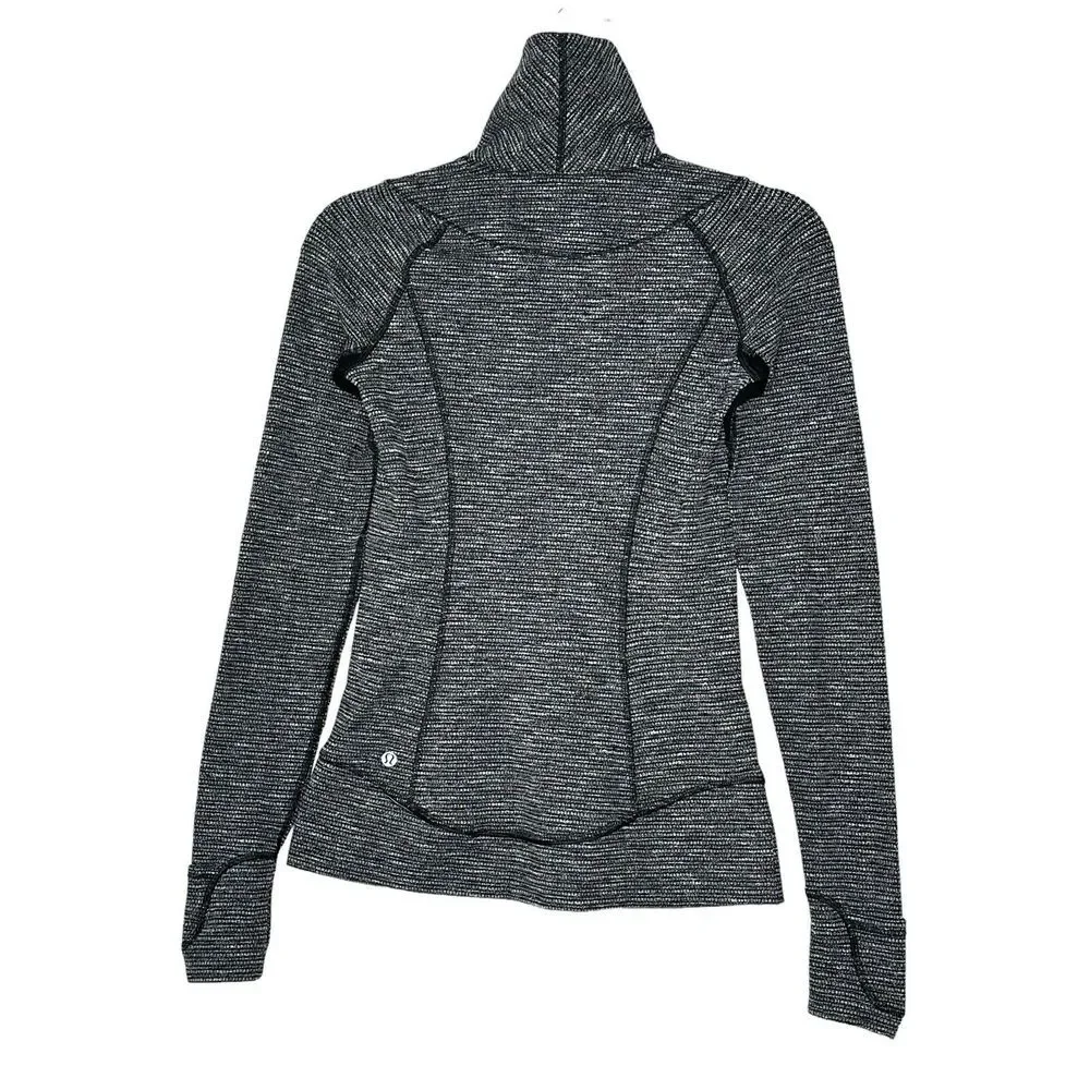 Lululemon Jacket Women's 1/2 Zip Size 4 Black/gray Stretch Athletic Pullover‎